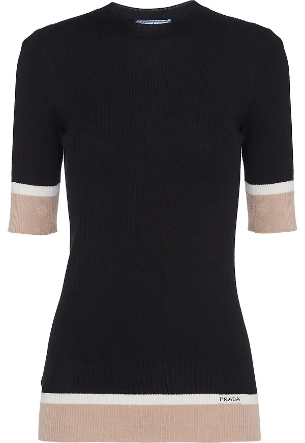 Prada stickad t-shirt - Svart
