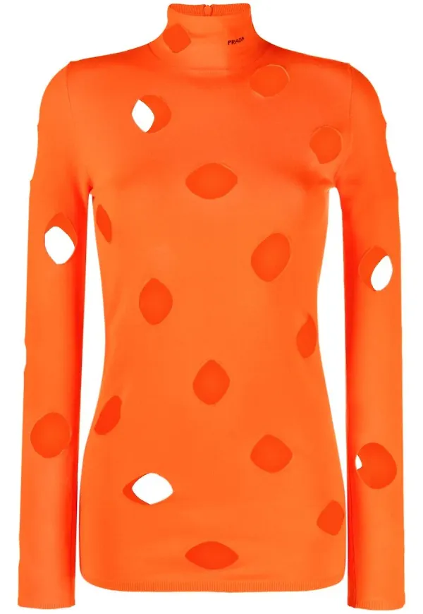 Prada stickad topp med utskurna detaljer - Orange