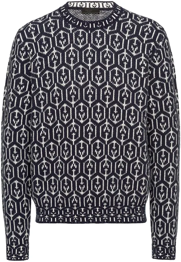 Prada stickad tröja i jacquard - Blå