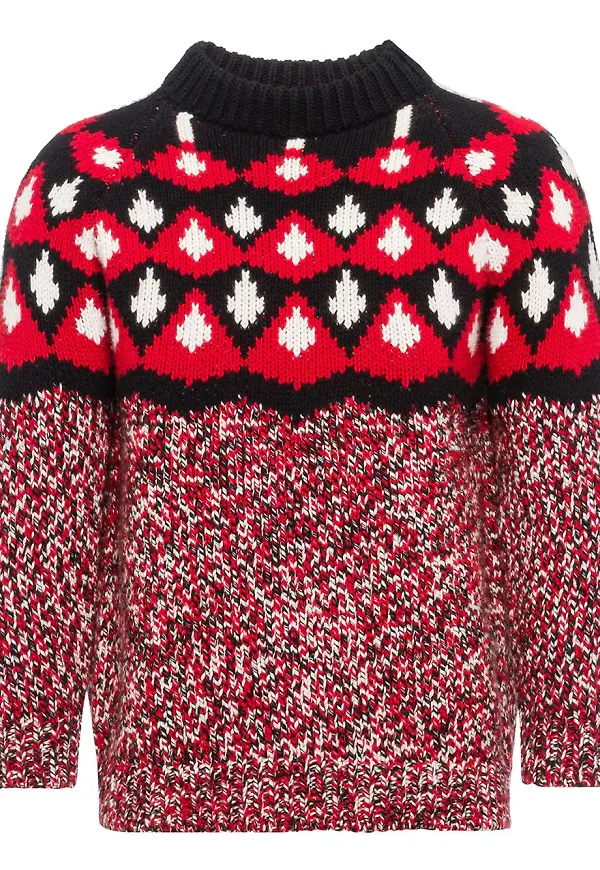 Prada stickad tröja i jacquard - Röd