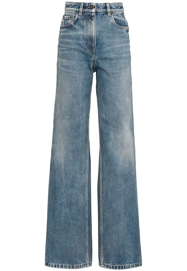 Prada straight-jeans med hög midja - Blå