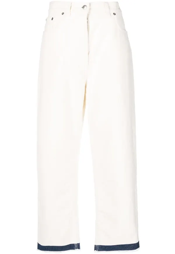 Prada straight-jeans med kontrastkant - Vit