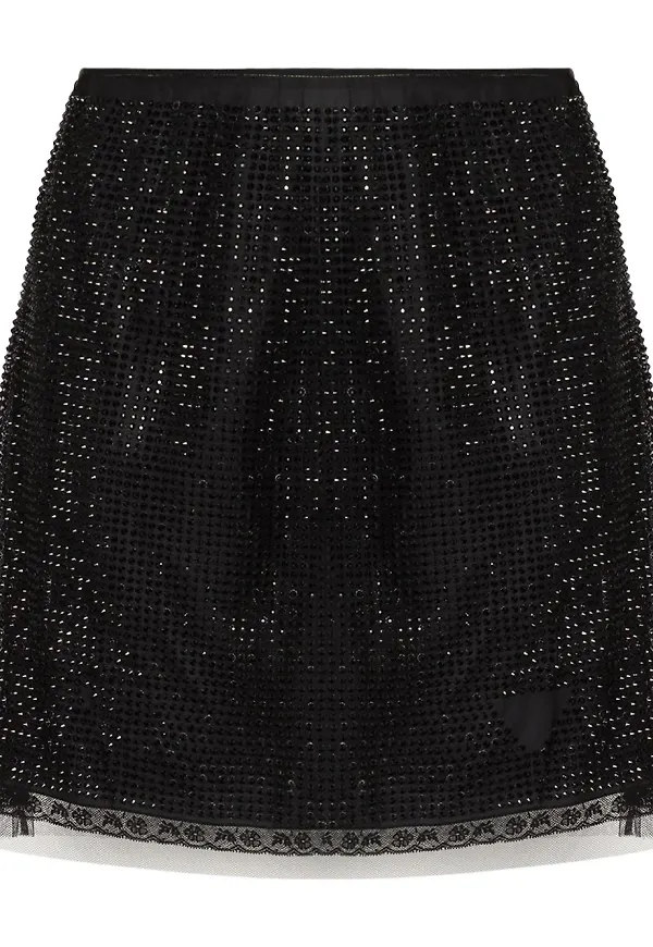 Prada strassprydd minikjol - Svart