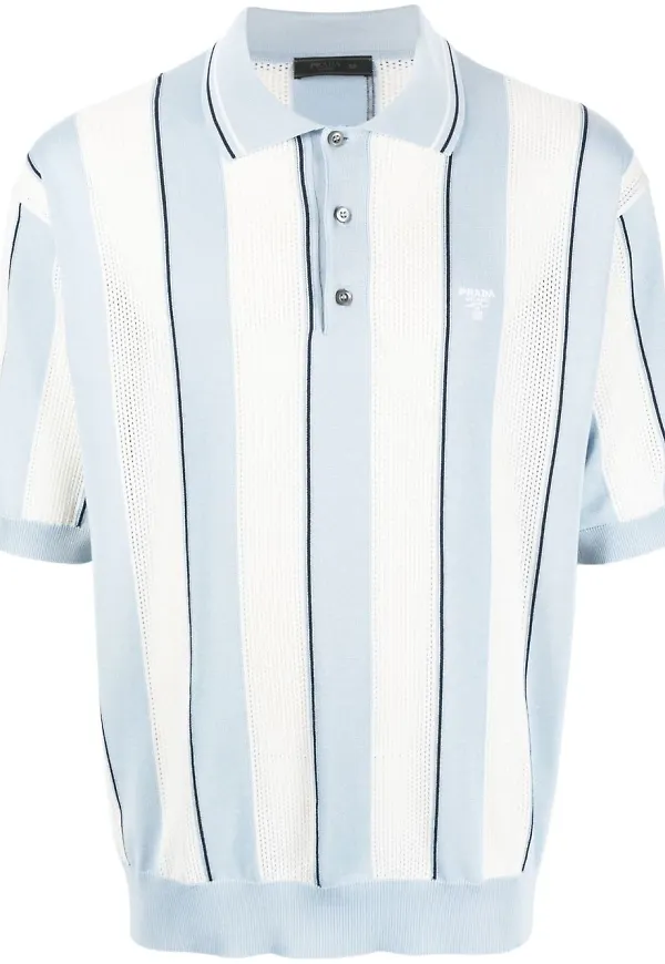 Prada striped knitted polo shirt - Blå