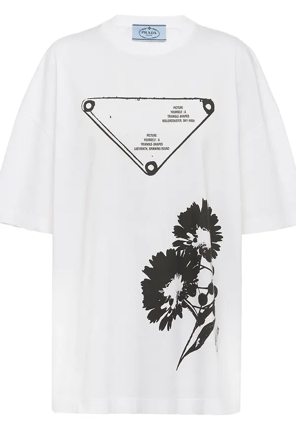 Prada t-shirt med blommigt mönster - Vit