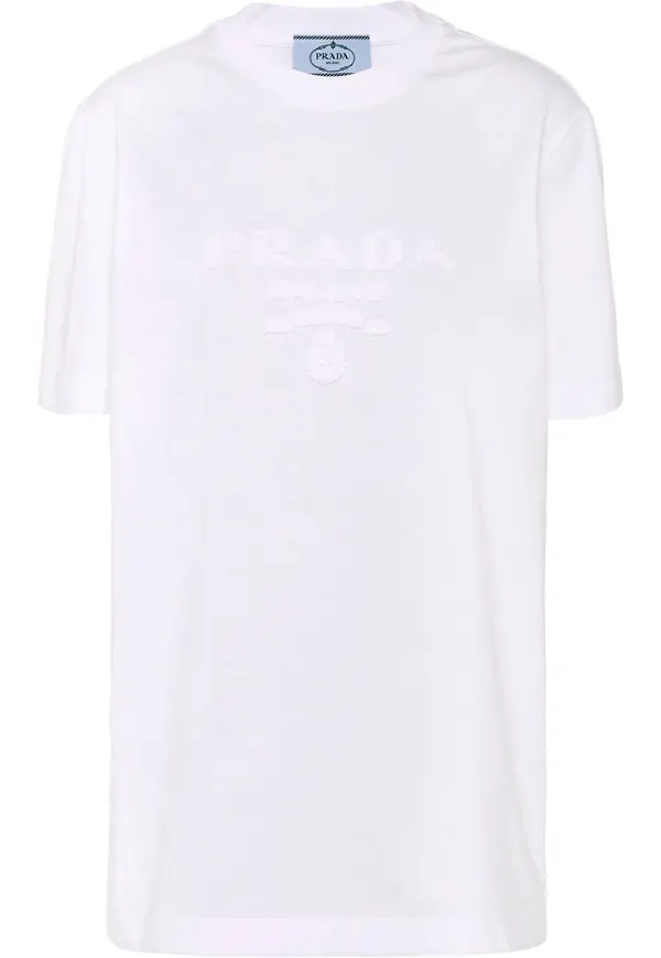 Prada t-shirt med brodyr - Vit