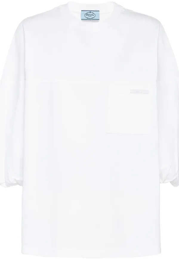 Prada t-shirt med puffärm - Vit