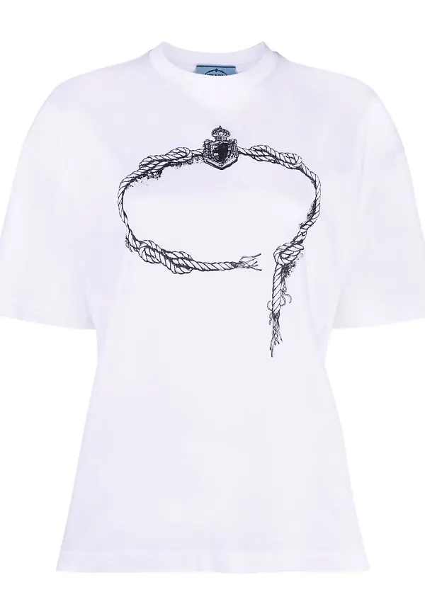 Prada t-shirt med reptryck - Vit