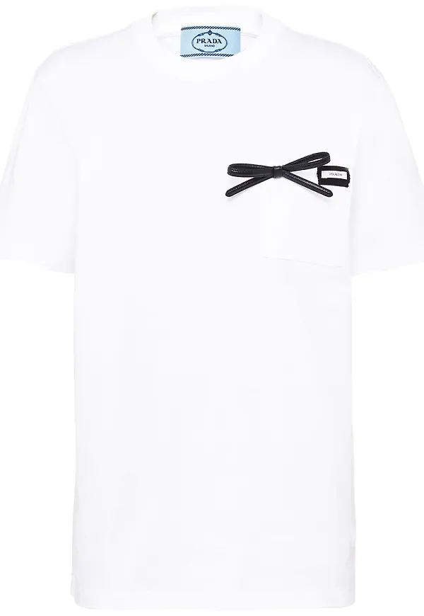 Prada t-shirt med rosett - Vit