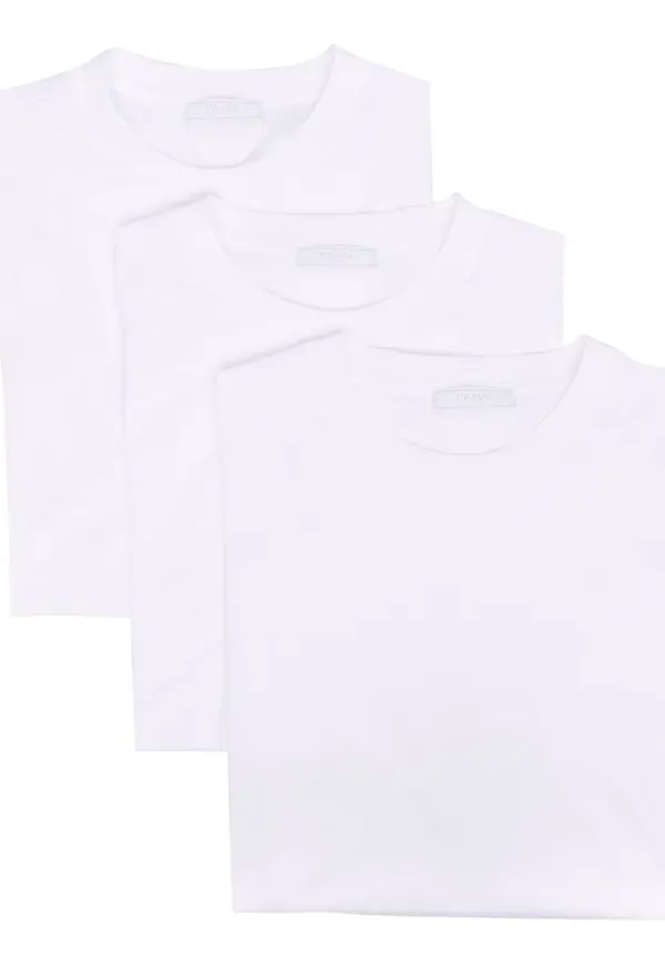 Prada t-shirt med triangelformad logotyp - Vit