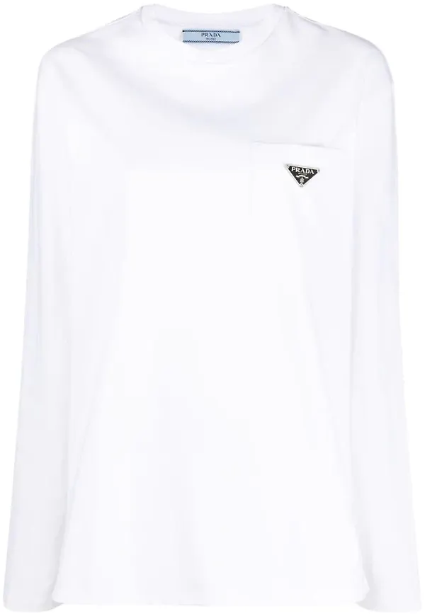 Prada t-shirt med utanpåliggande ficka - Vit