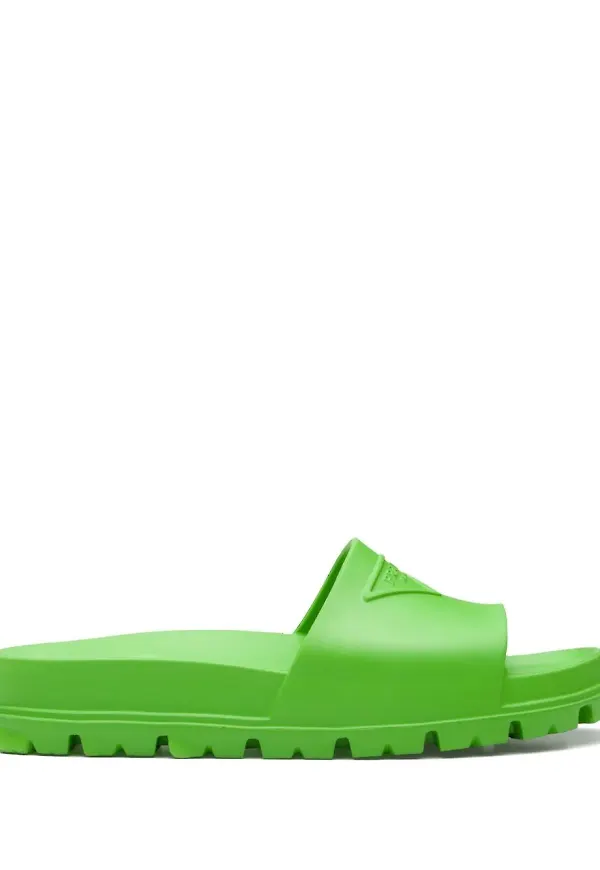 Prada tofflor med präglad logotyp - Grön