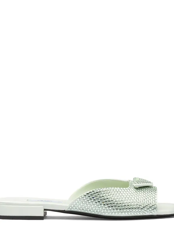 Prada tofflor med strass - Grön