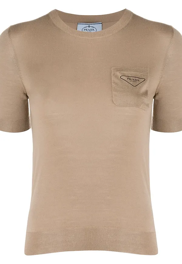 Prada topp med bröstficka - Brun
