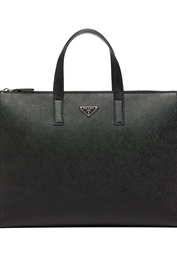 Prada totebag i saffianoläder - Svart