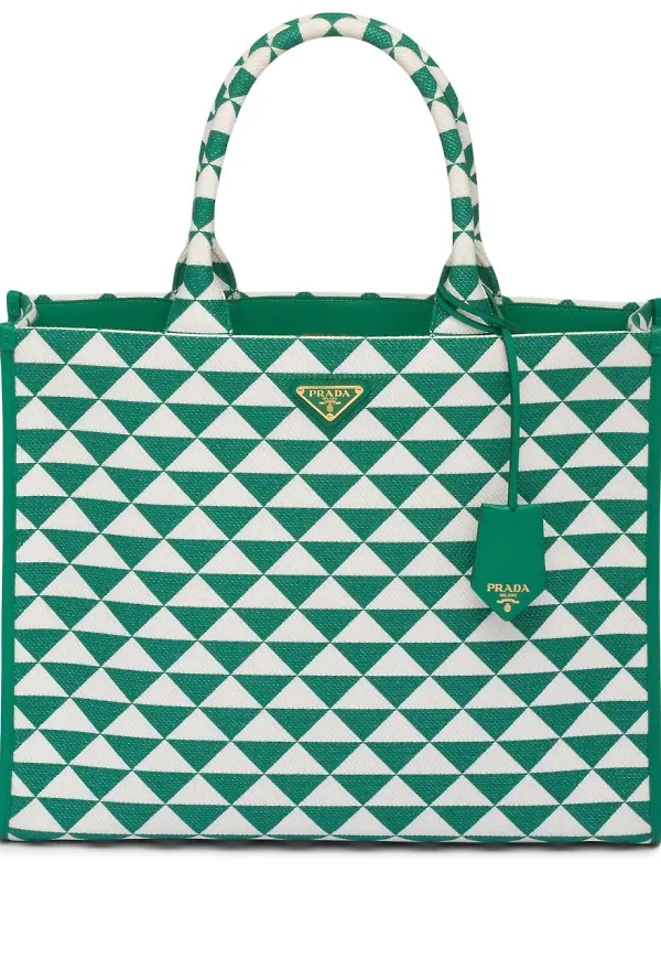 Prada totebag med brodyr - Grön