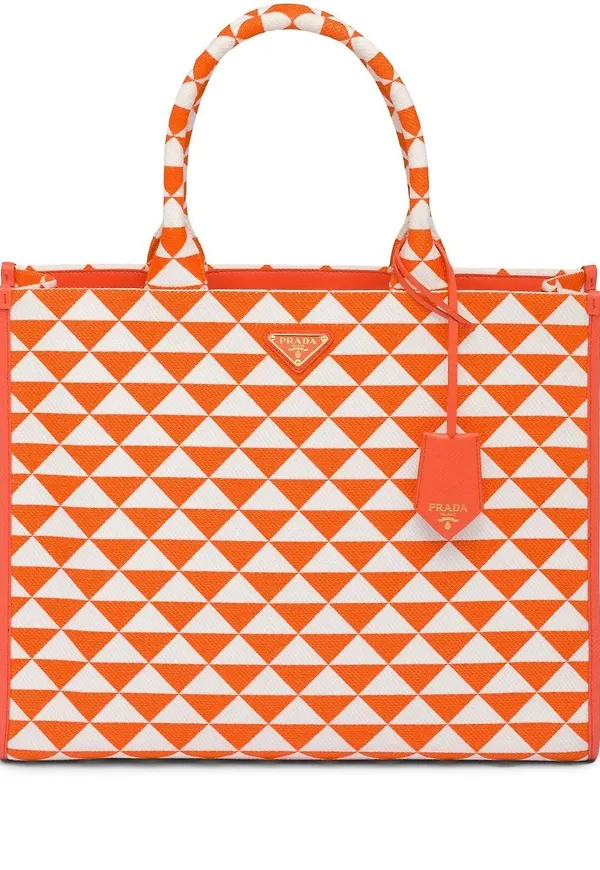 Prada totebag med brodyr - Orange