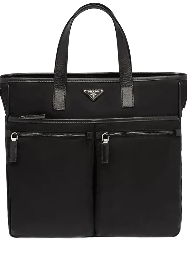 Prada totebag med logotyp och flera fickor - Svart