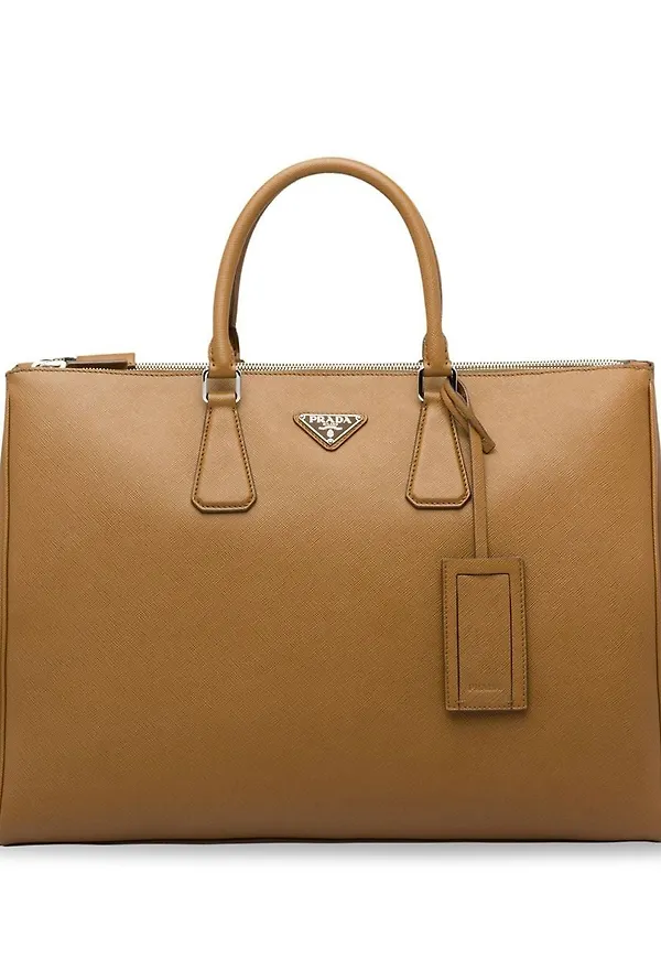 Prada toteväska i saffianoläder - Brun
