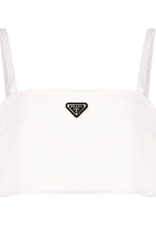Prada triangelformad croptop med logotyp - Rosa