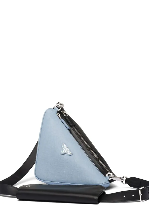 Prada triangelformad dubbel axelremsväska - Blå