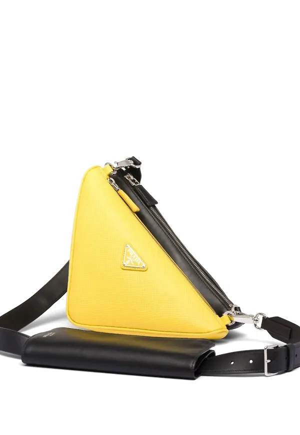 Prada triangelformad dubbel axelremsväska - Gul