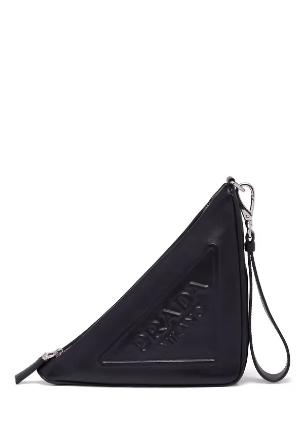 Prada triangelformad pouch - Svart