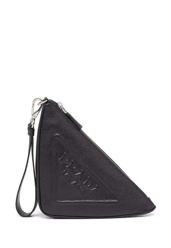 Prada triangelformad pouch - Svart