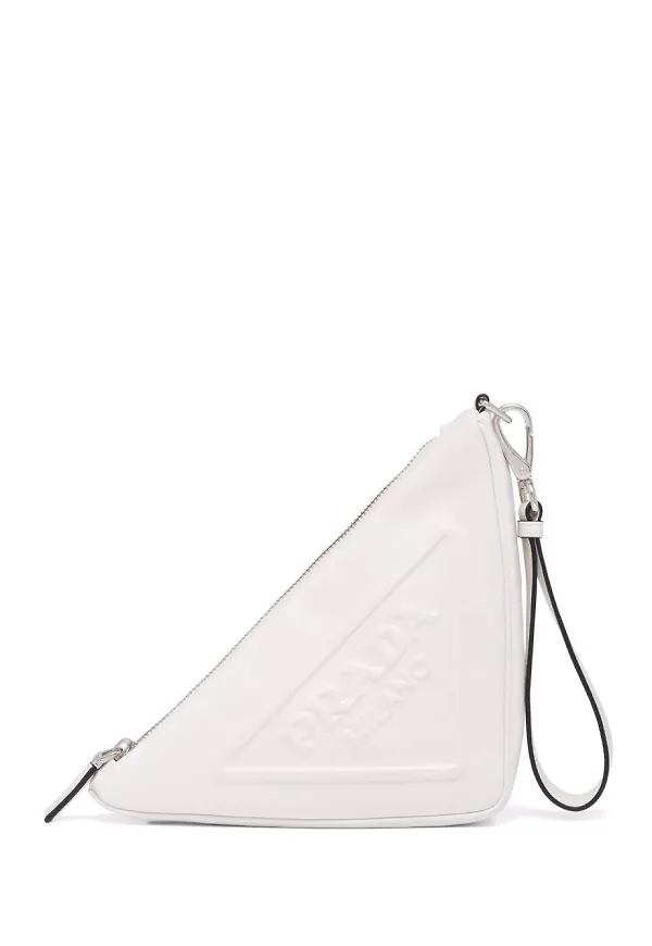 Prada triangelformad pouch - Vit