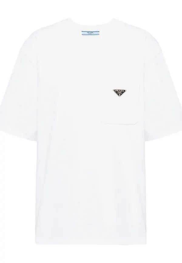 Prada triangle-logo cotton T-shirt - Vit