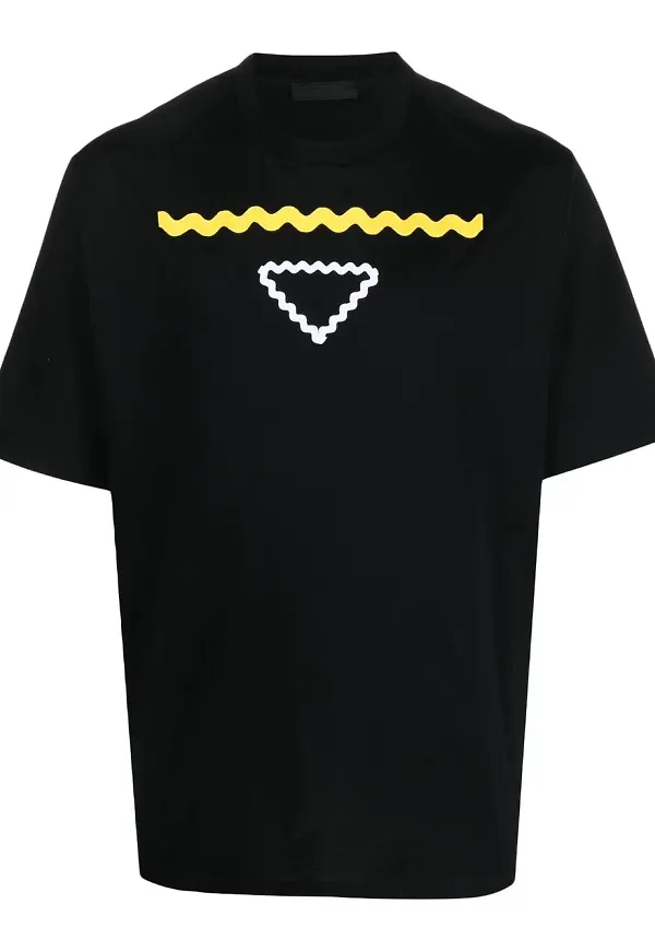 Prada triangle-print cotton T-shirt - Svart