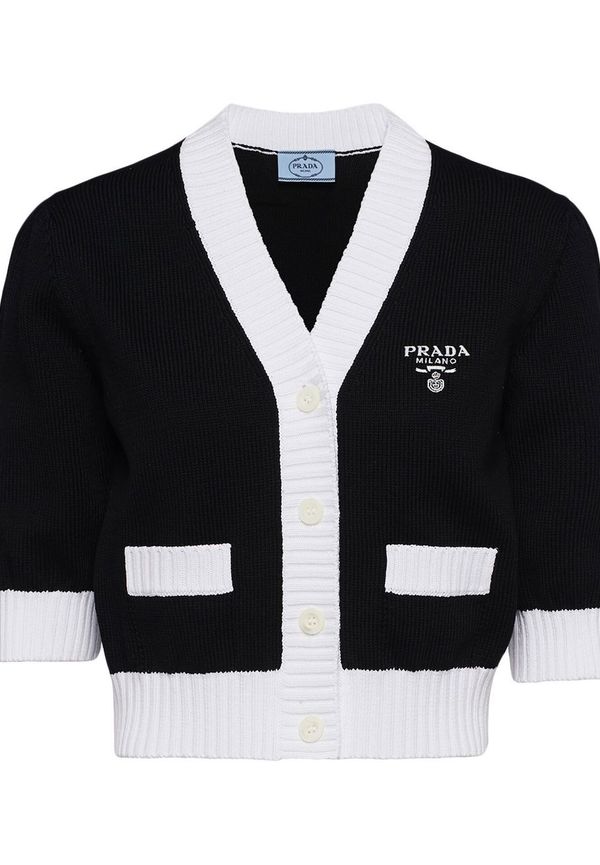 Prada tvåfärgad kort kofta - Svart