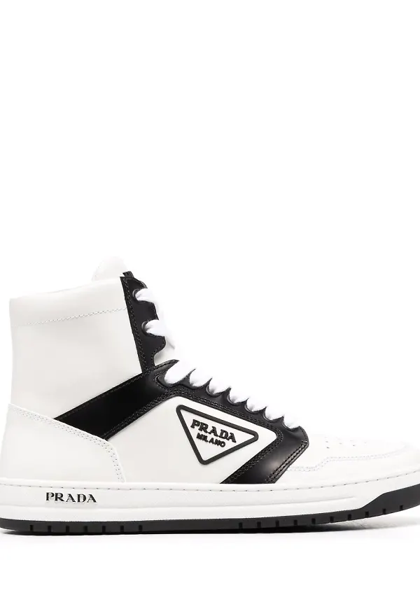 Prada tvåfärgade höga sneakers - Vit