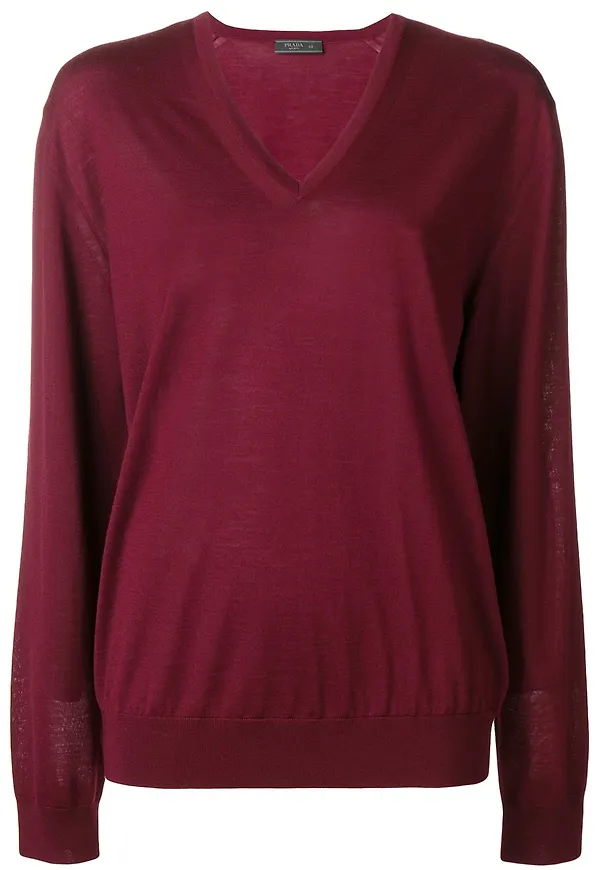 Prada v-ringad jumper - Röd