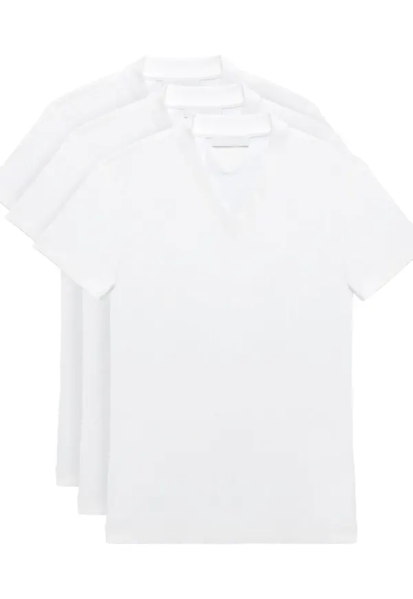 Prada v-ringad t-shirt i trepack - Vit