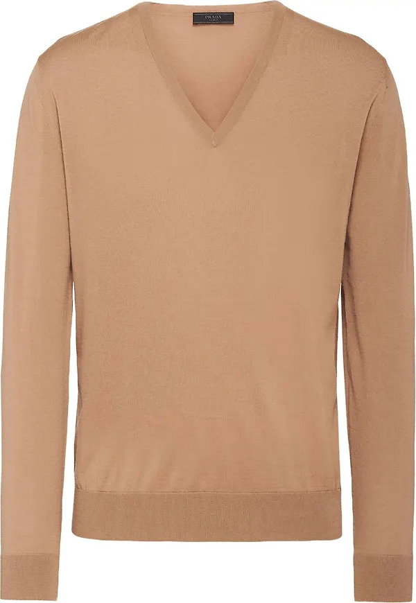 Prada v-ringad tröja - Brun