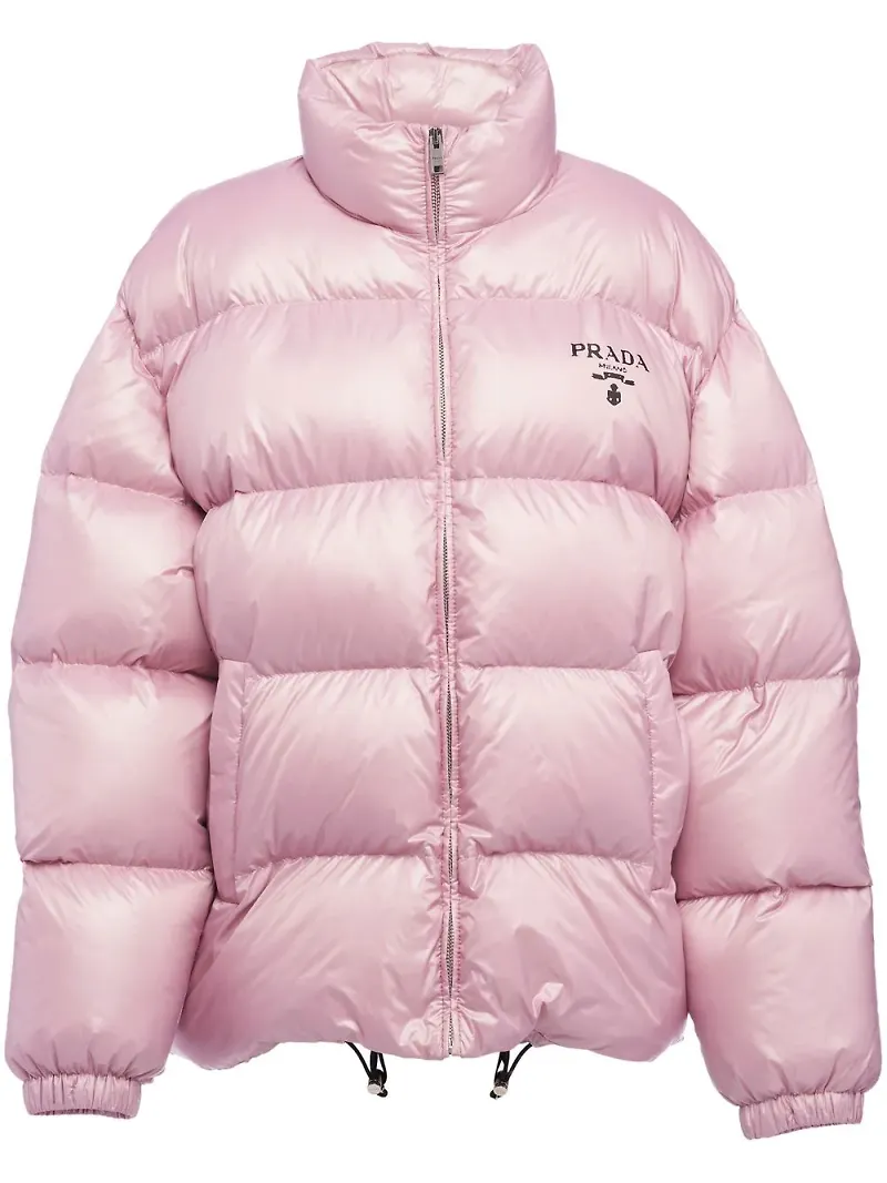 Prada vadderad dunjacka med logotyp - Rosa