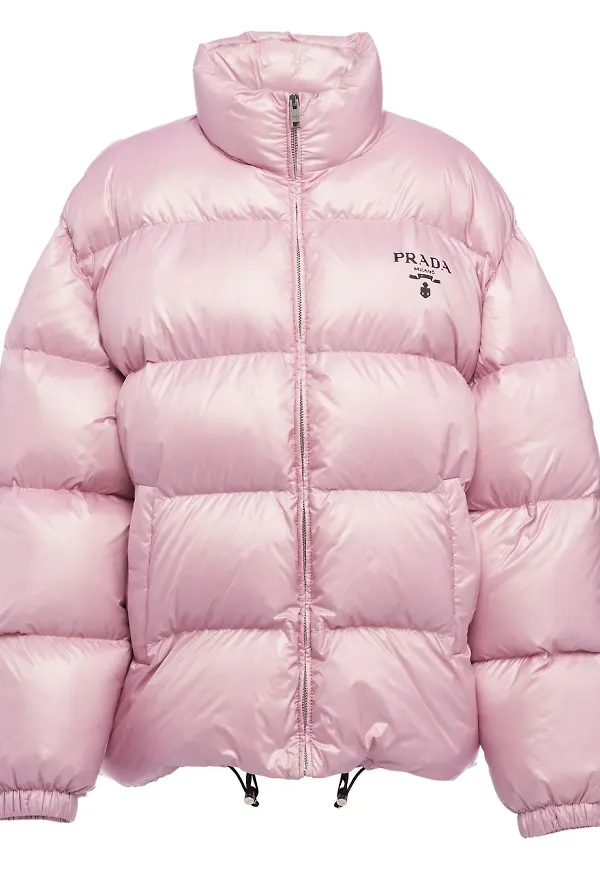 Prada vadderad dunjacka med logotyp - Rosa