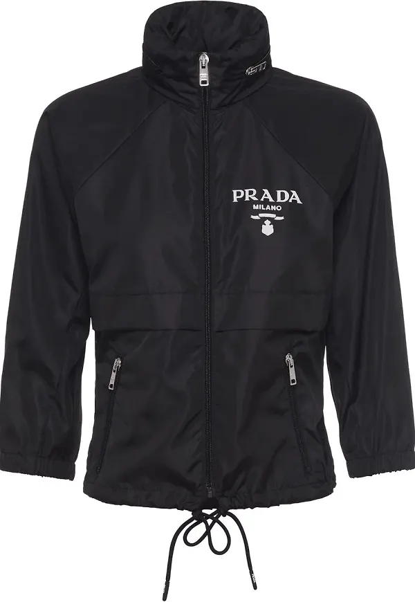 Prada vadderad jacka med logotyp - Svart