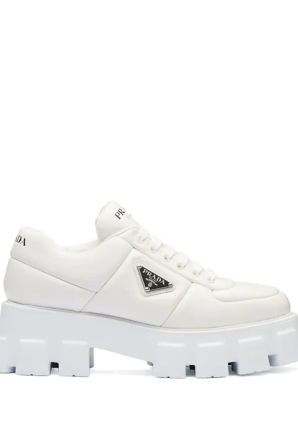 Prada vadderade låga sneakers - Vit