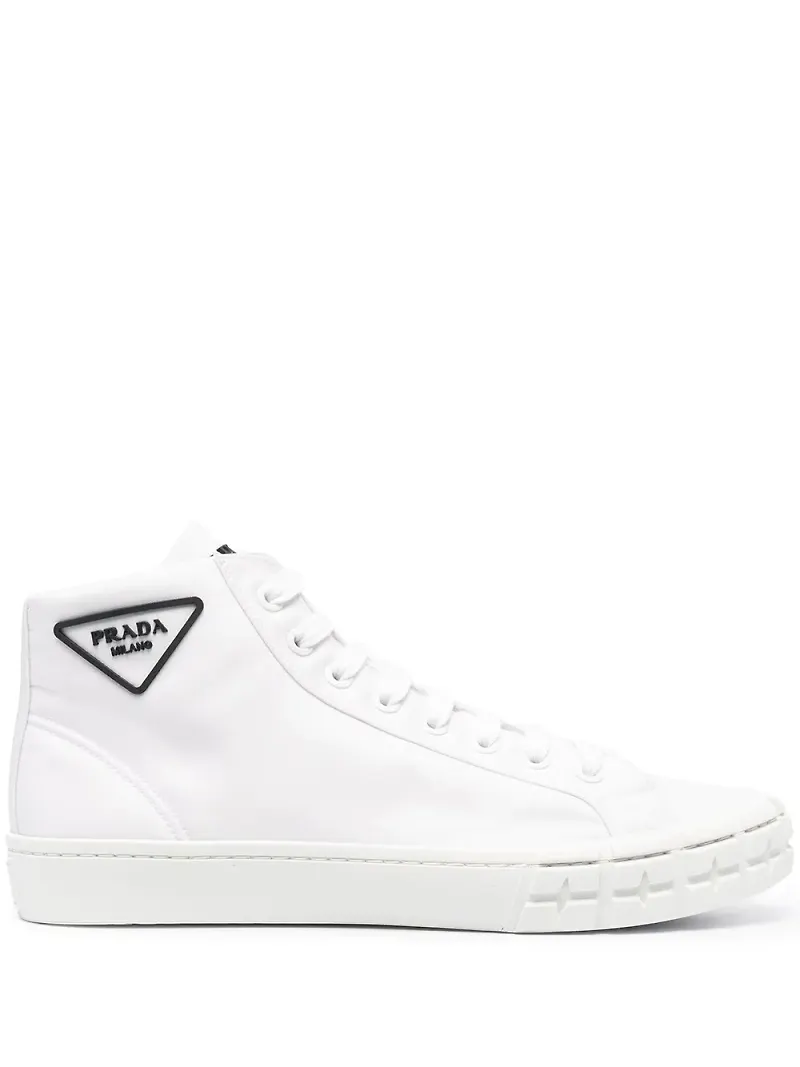 Prada Wheel Cassetta höga sneakers - Vit