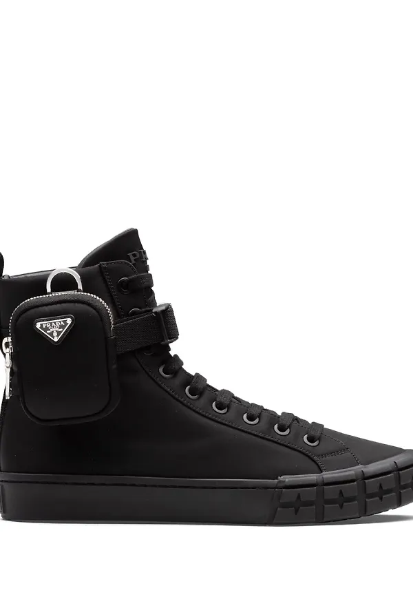 Prada Wheel Re-Nylon höga sneakers - Svart