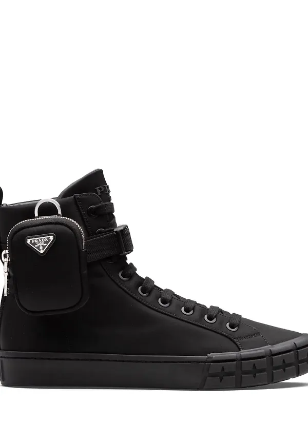 Prada Wheel Re-Nylon höga sneakers - Svart