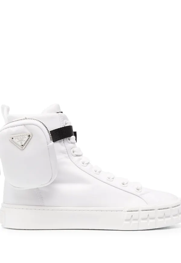 Prada Wheel Re-Nylon höga sneakers - Vit