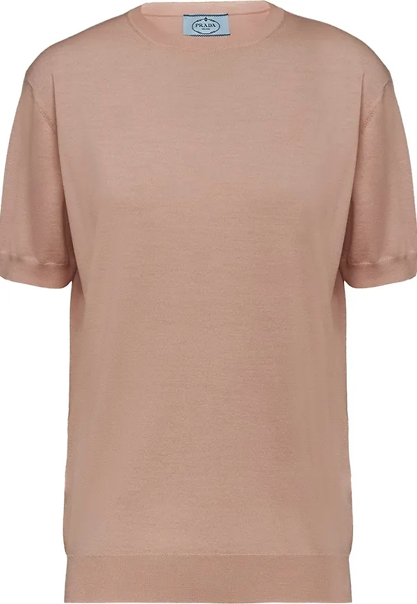 Prada Worsted finstickad t-shirt - Rosa