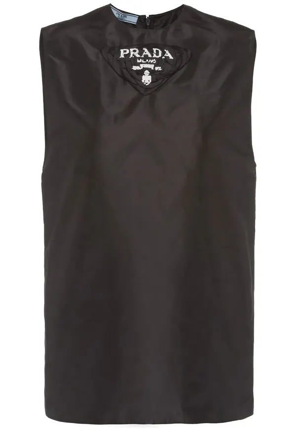 Prada ärmlös blus med blomapplikation - Svart