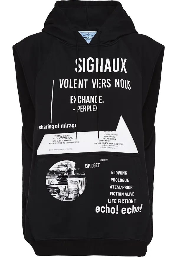 Prada ärmlös hoodie - Svart