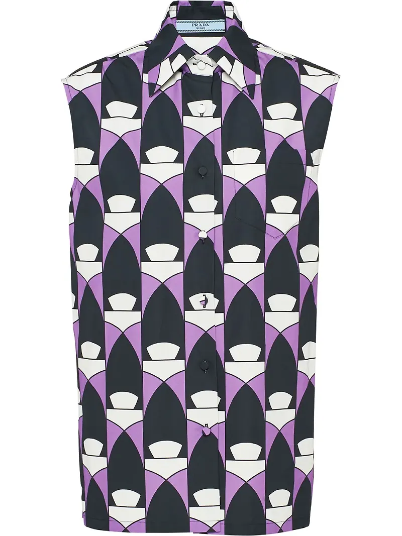 Prada ärmlös skjorta med geometriskt tryck - Lila