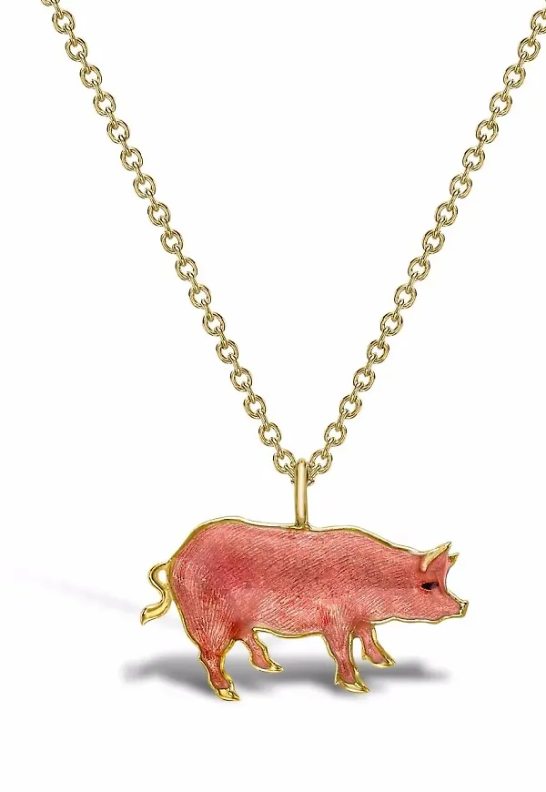 Pragnell Zodiac halsband i 18K gult guld med gris - Guldfärgad