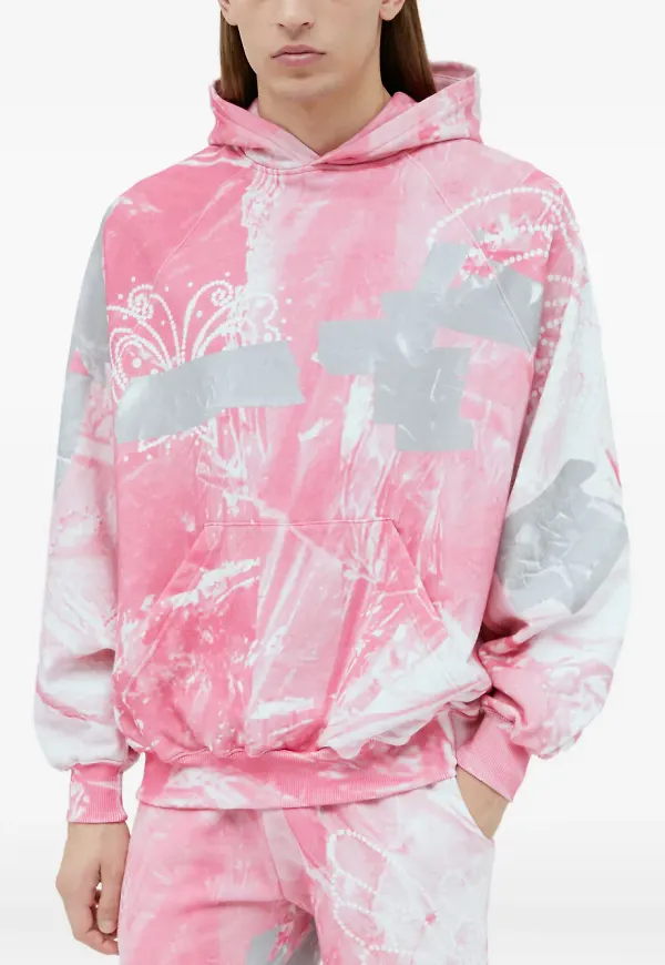 Praying hoodie med grafiskt motiv - Rosa